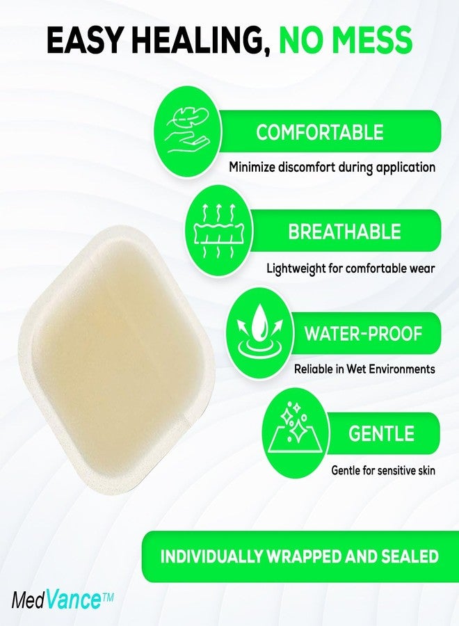 ضمادة ميدفانس الماصة ذات الحواف الهيدروكولويدية للجروح الكبيرة - ضمادات لاصقة مقاومة للماء ولطيفة على البشرة - ضمادة كبيرة سهلة الاستخدام - العناية بالجروح والضمادات للجروح والمزيد (ضمادة 2 بوصة × 2 بوصة) (علبة من 10 ضمادات) - Image 4